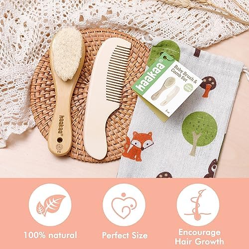 Natural baby hair brush for gentle grooming. - Image 4