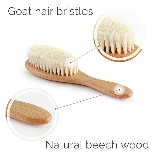 Gentle Natural Baby Hair Brush with Soft Bristles and Ergonomic Handle for Newborns - Image 4