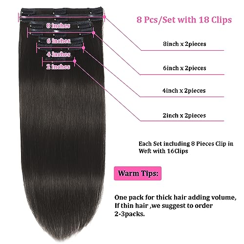 18 Inch Natural Black 100% Remy Human Hair Extensions - Image 3