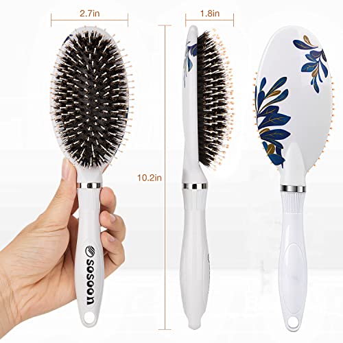 Natural Boar Bristle Hair Brush for Smooth Shiny Hair 9-inch Size - Image 7