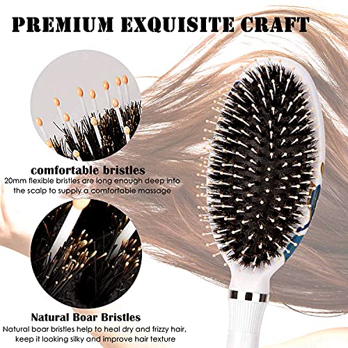 Natural Boar Bristle Hair Brush for Smooth Shiny Hair 9-inch Size - Image 2