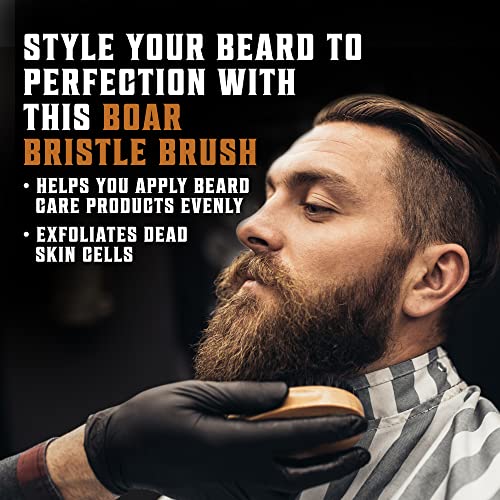 Natural Boar Bristle Beard Brush for Grooming Styling - Compact Size - Image 3