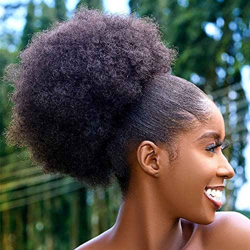 Human Hair Afro Puff Wig for Women, Natural Look, Soft & Comfortable Wear, Medium Size
