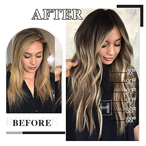 Ombre Brown to Blonde 20 Inch Clip-In Human Hair Extensions for Thick, Voluminous Hair - Image 6