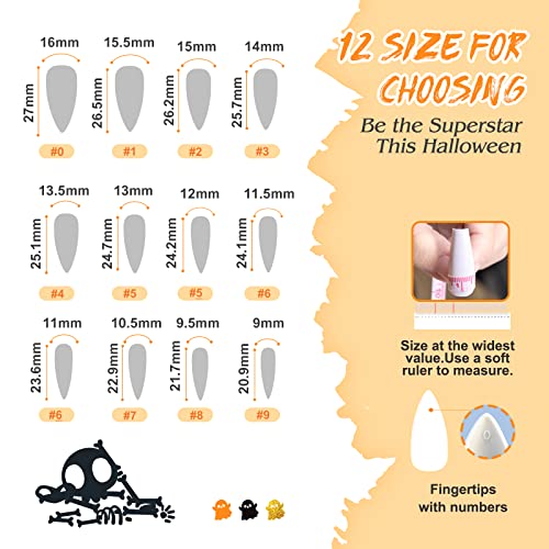 Orange and Black Acrylic Nail Design Set for All Sizes - Image 5