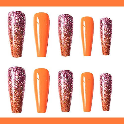 Orange and Grey Acrylic Nail Kit for Chic and Trendy Nail Art, 100pc Set - Image 2