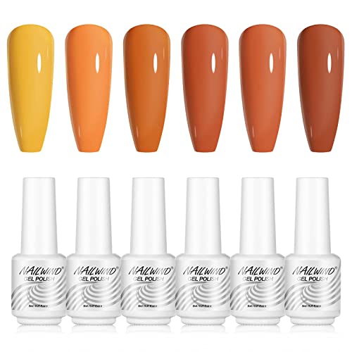 Orange brown nail polish for trendy nails.