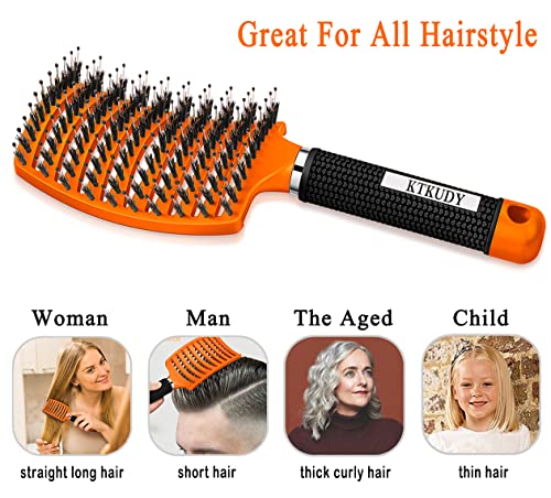 Orange Lightweight Detangling and Styling Hair Brush for All Hair Types - Image 6