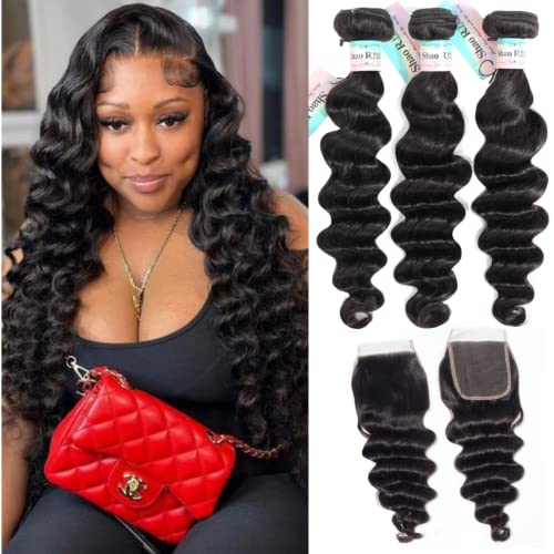 Premium Human Hair Bundles with Closure 22 Inch for Natural Looks