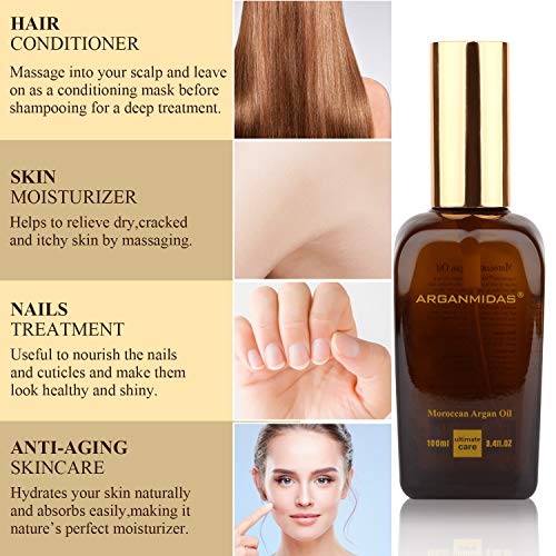 Pure Argan Oil for Hair and Skin - 4 oz Bottle, Nourishing Hydrating Formula - Image 5