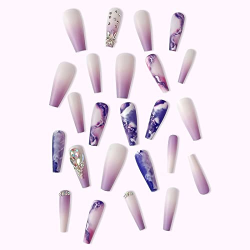 24 Purple Acrylic Nail Designs for Stunning Nail Art, Short Size - Image 5