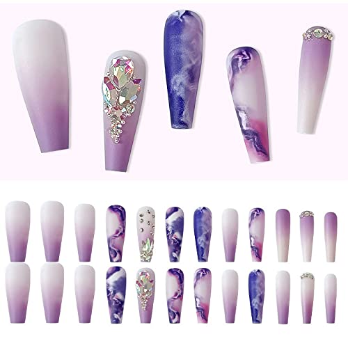 24 Purple Acrylic Nail Designs for Stunning Nail Art, Short Size - Image 3