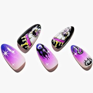 Purple Coffin Acrylic Nails