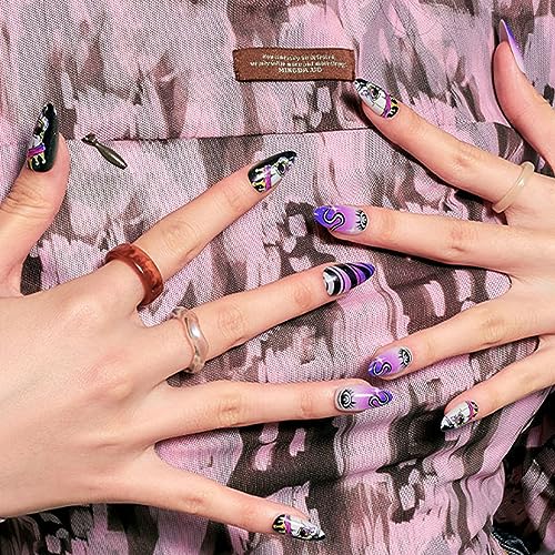 Purple Coffin Acrylic Nails - Image 3