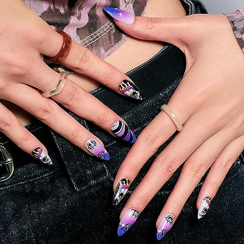 Purple Coffin Acrylic Nails - Image 4