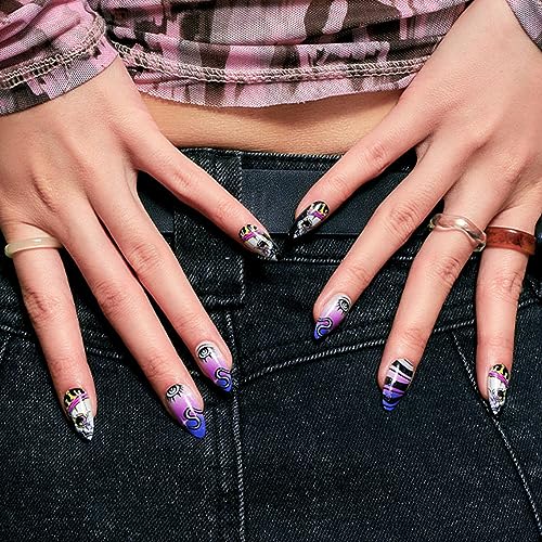 Purple Coffin Acrylic Nails - Image 5