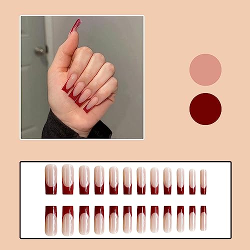 24 Piece Red Acrylic Nail Design Set for Stylish, Ready-to-Wear Looks - Image 5