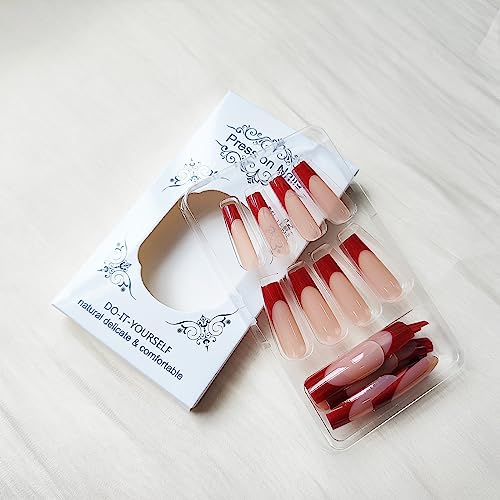 24 Piece Red Acrylic Nail Design Set for Stylish, Ready-to-Wear Looks - Image 3