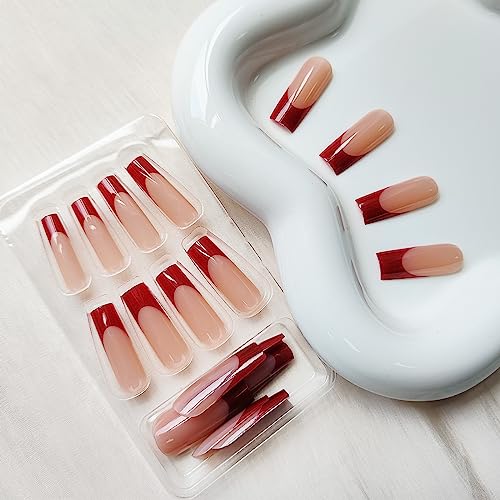 24 Piece Red Acrylic Nail Design Set for Stylish, Ready-to-Wear Looks - Image 2