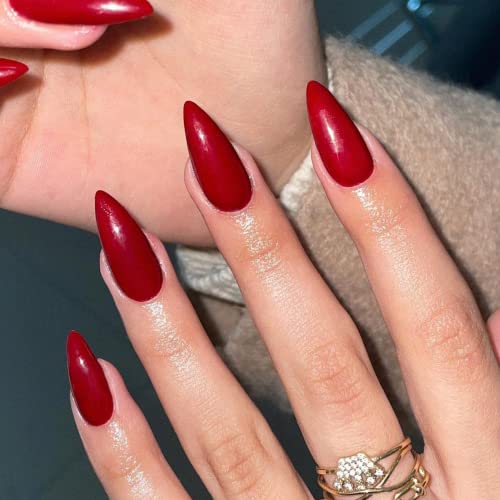 Long Red Almond Acrylic Nails Kit - Durable & Stunning Nail Art - Image 2