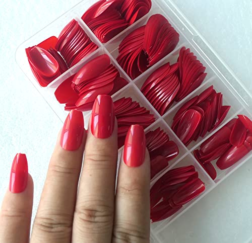 Red Coffin Acrylic Nails - Image 2