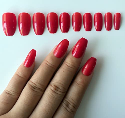 Red Coffin Acrylic Nails - Image 4
