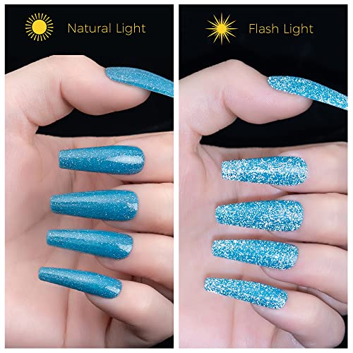SparkleShine Reflective Blue Gel Nail Polish 15ml High Gloss Long-Lasting Finish - Image 3