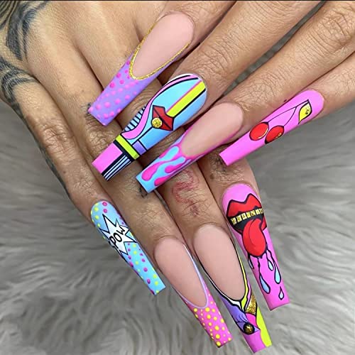 Retro Acrylic Nails: 90s Style
