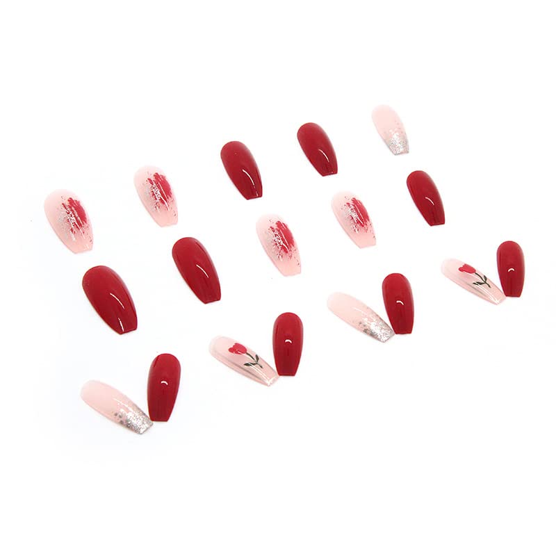 Rose Gold Coffin-Shaped Acrylic Nails - Image 4