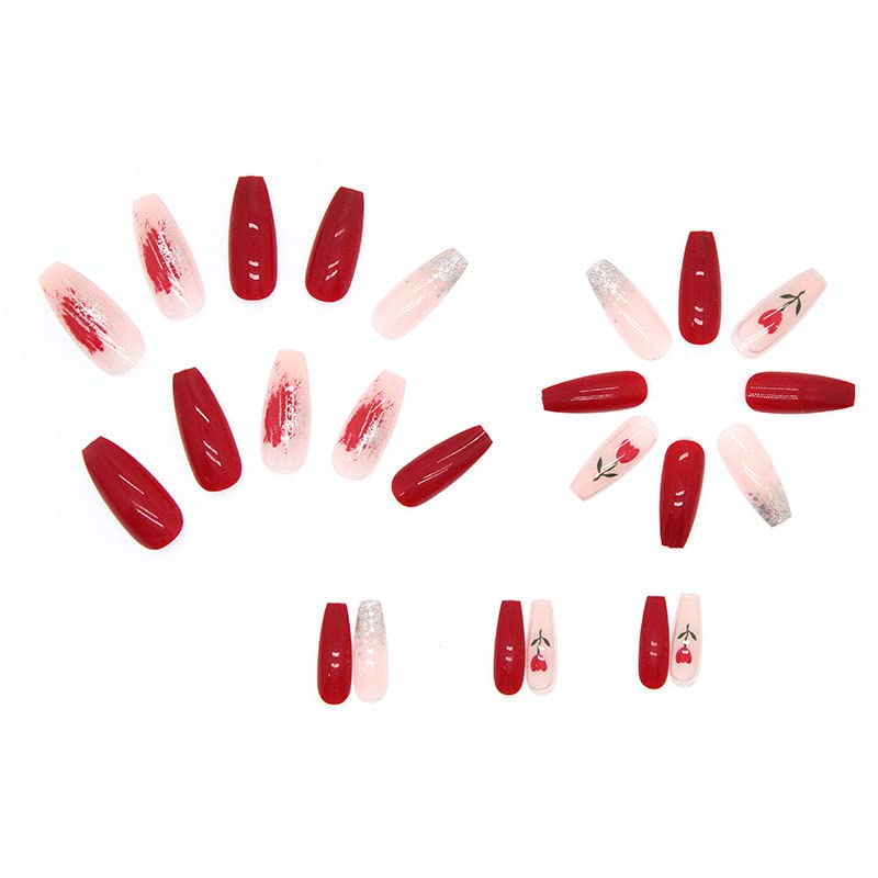 Rose Gold Coffin-Shaped Acrylic Nails - Image 5