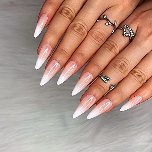 24 Piece Rose Gold Ombre Acrylic Nail Design for Elegant Nail Art