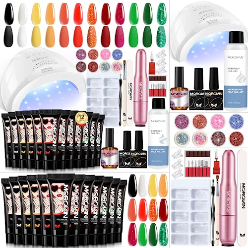 Rossi 120ml Poly Gel Nail Extension Kit for Home Use with Professional Application Tools
