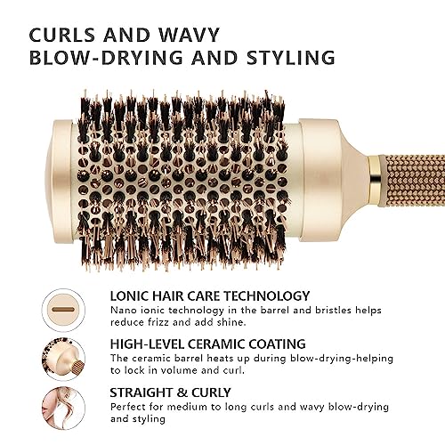 Professional Round Barrel Hair Brush for Effortless Styling and Curling, Medium Size - Image 3