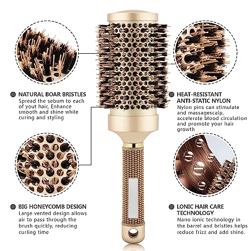Professional Round Barrel Hair Brush for Effortless Styling and Curling, Medium Size - Image 2