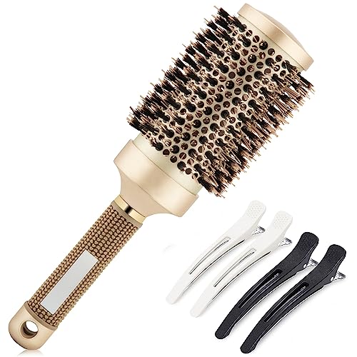 Professional Round Barrel Hair Brush for Effortless Styling and Curling, Medium Size