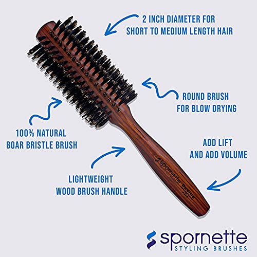 Round Boar Bristle Hair Brush for Smoothing and Detangling All Hair Types - Image 7