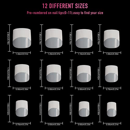 24 Pcs Clear Rounded Square Acrylic Nail Design Tips for Elegant Nail Art - Image 2