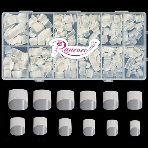 24 Pcs Clear Rounded Square Acrylic Nail Design Tips for Elegant Nail Art