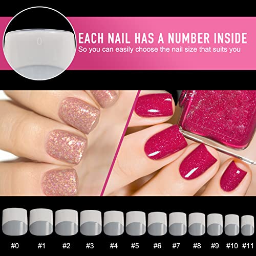 24 Pcs Clear Rounded Square Acrylic Nail Design Tips for Elegant Nail Art - Image 7