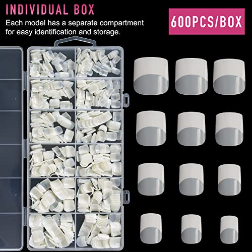 24 Pcs Clear Rounded Square Acrylic Nail Design Tips for Elegant Nail Art - Image 6