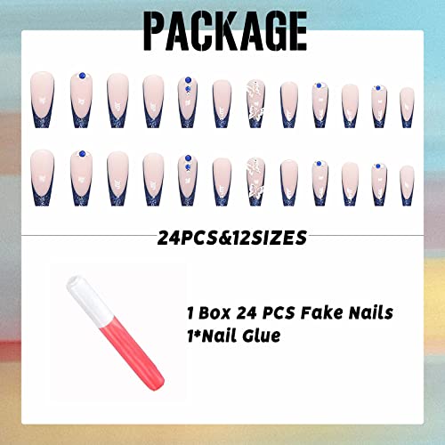 Royal Blue and Silver Acrylic Nail Design Kit for Stunning Nail Art at Home - Image 5