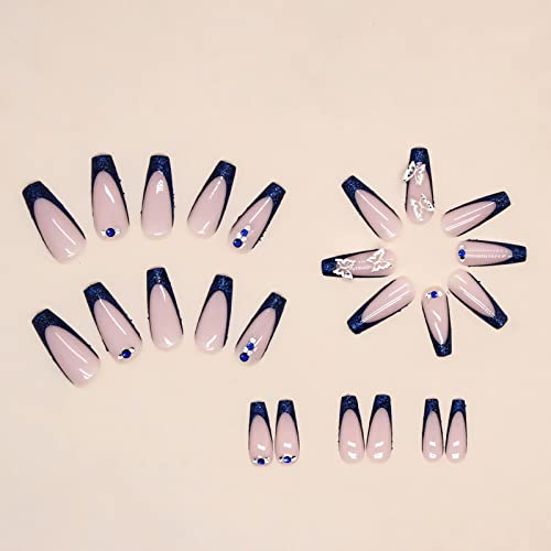 Royal Blue and Silver Acrylic Nail Design Kit for Stunning Nail Art at Home - Image 3