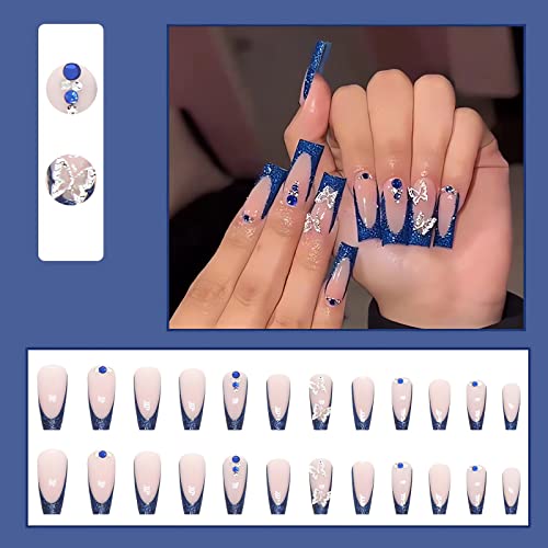Royal Blue and Silver Acrylic Nail Design Kit for Stunning Nail Art at Home - Image 4