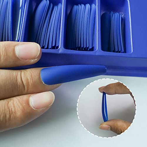 Royal Blue Long Acrylic Nails - Image 4