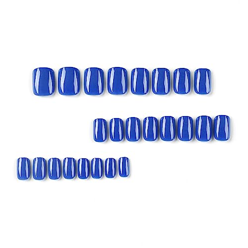 Royal Blue Short Acrylic Nails - Image 2