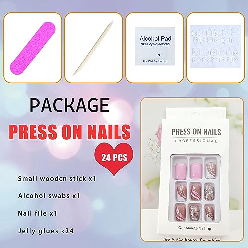 Chic Short Acrylic Nail Designs Set, 24 Trendy Pieces for Stylish Manicures - Image 5