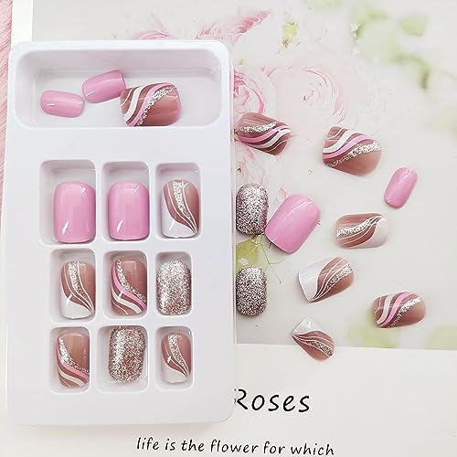 Chic Short Acrylic Nail Designs Set, 24 Trendy Pieces for Stylish Manicures - Image 2
