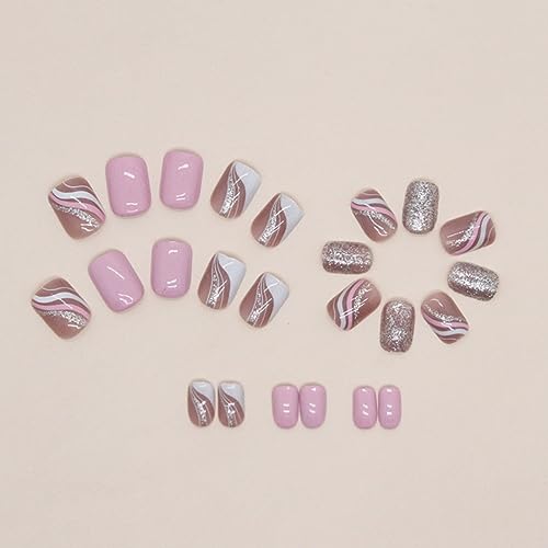 Chic Short Acrylic Nail Designs Set, 24 Trendy Pieces for Stylish Manicures - Image 4