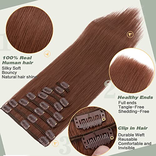 Short Auburn Human Hair Extensions - Natural Look, Easy Styling, 14 Inch - Image 4