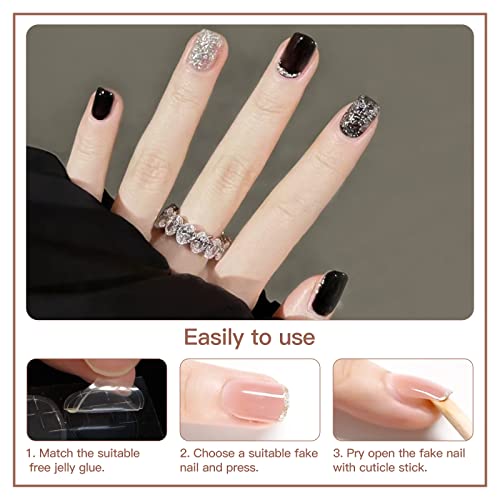 Short Black Acrylic Nails - Image 4